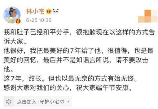 林小宅男友回应